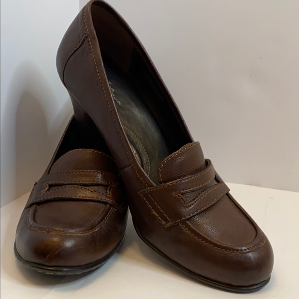 Born Heeled Brown Leather Loafers